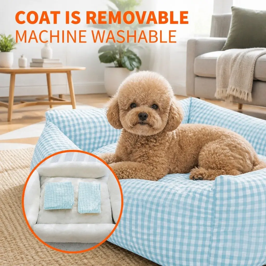 Washable Pet Bed in Blue