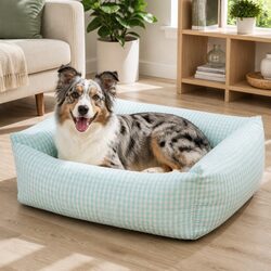 Rectangular Dog Bed with Removable Cushion, 75x60x23cm