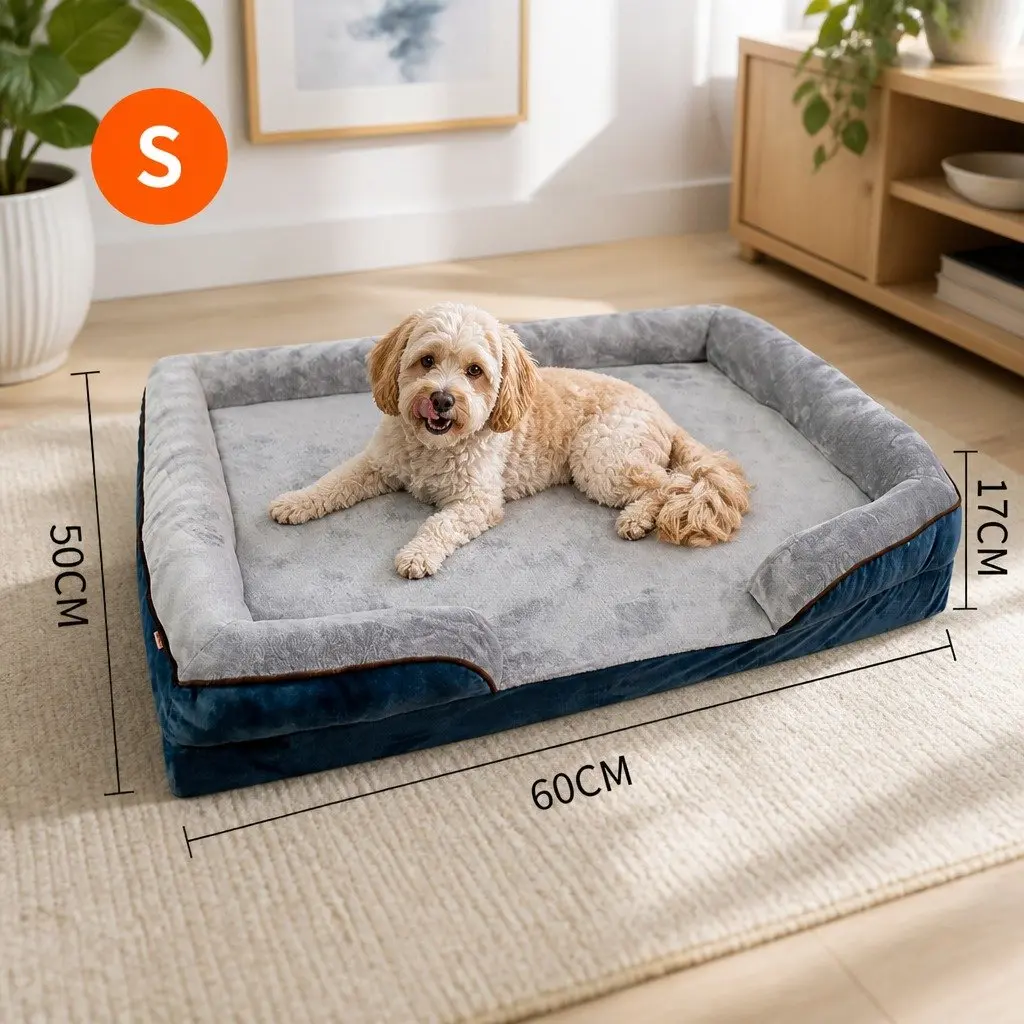 Dog Sofa Bed for Pets Grey Orthopedic Couch S Size