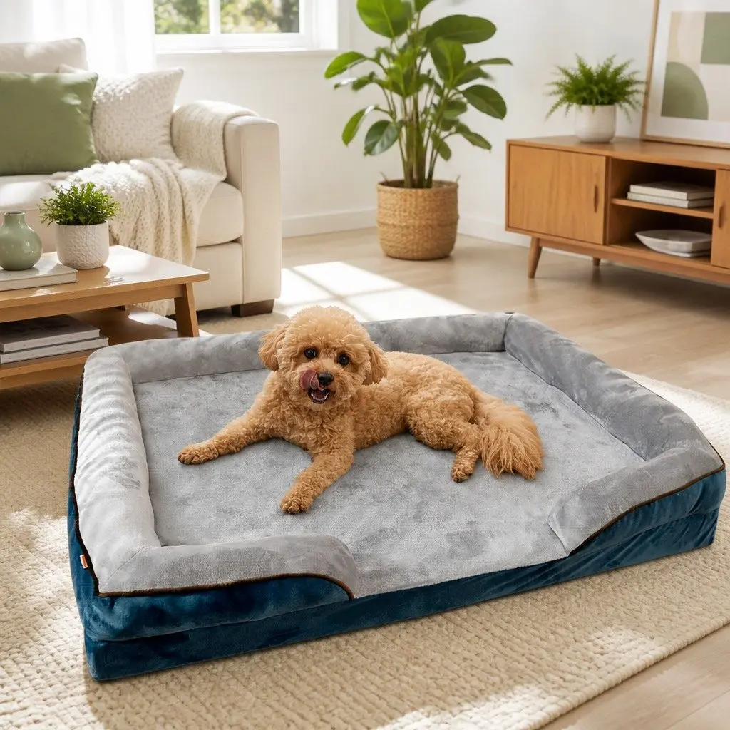 Dog Sofa Bed for Pets Grey Orthopedic Couch S Size
