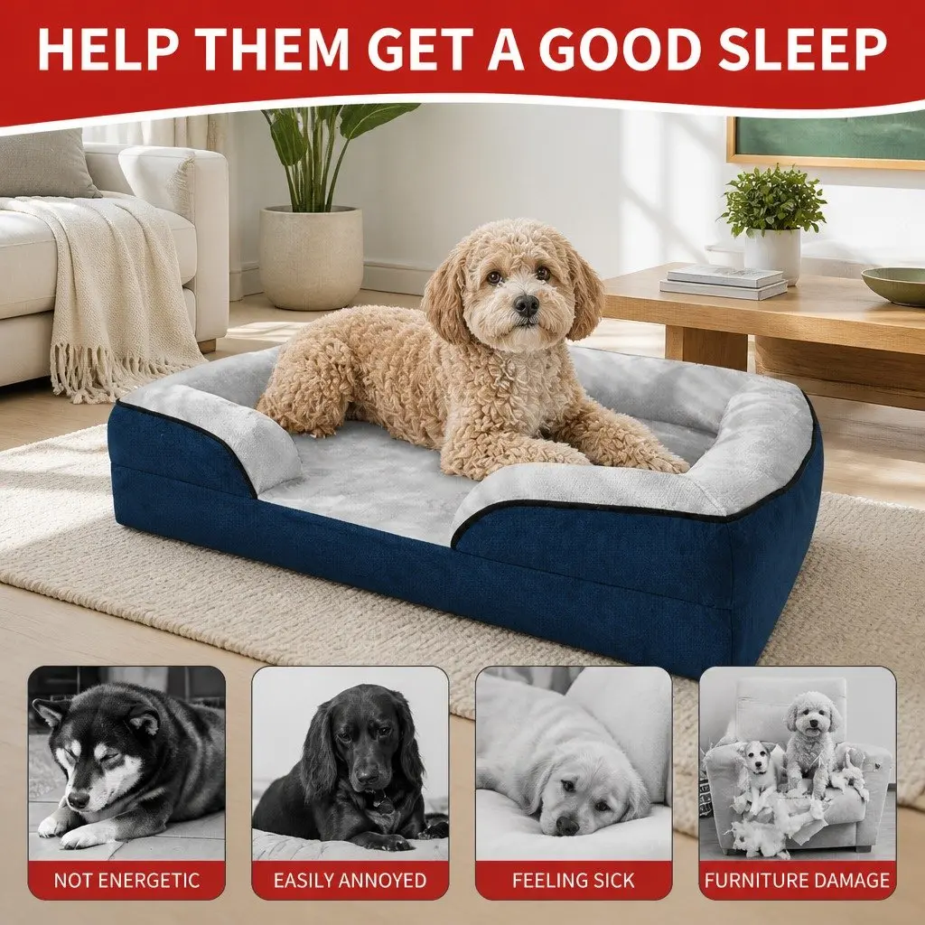 Dog Sofa Bed for Pets Grey Orthopedic Couch S Size