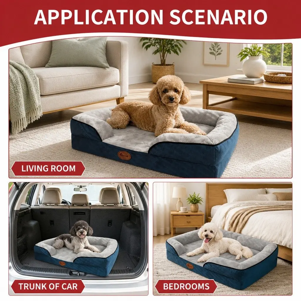 Dog Sofa Bed for Pets Grey Orthopedic Couch S Size