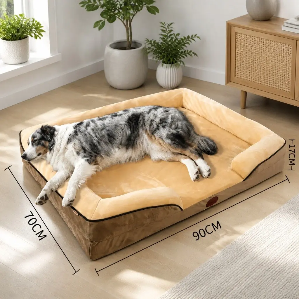 Dog Sofa Bed Large for Deep Sleep 90x70x17cm
