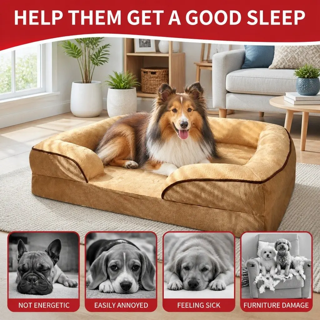 Dog Sofa Bed Large for Deep Sleep 90x70x17cm