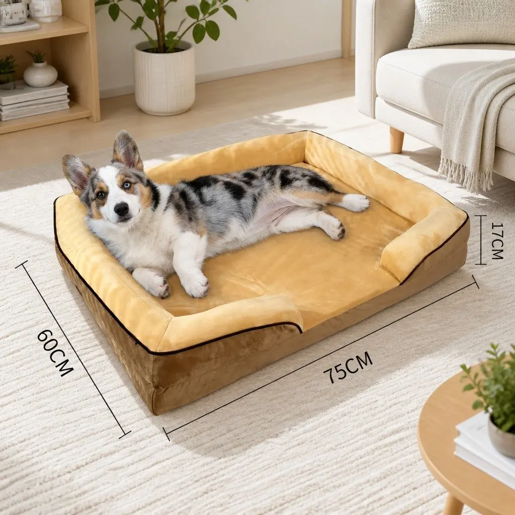 Dog Sofa Bed for Pets 75x60x17cm Yellow