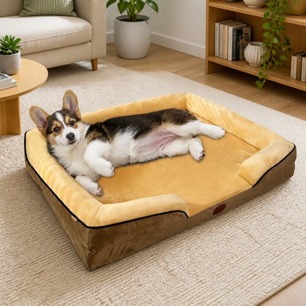 Dog Sofa Bed for Pets 75x60x17cm Yellow