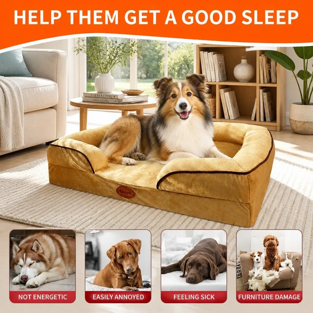 Dog Sofa Bed for Pets 75x60x17cm Yellow