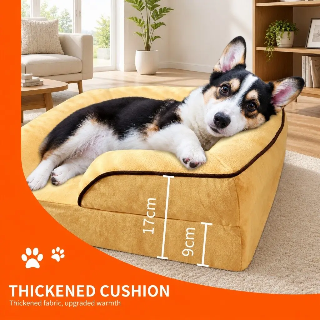 Dog Sofa Bed for Pets 75x60x17cm Yellow