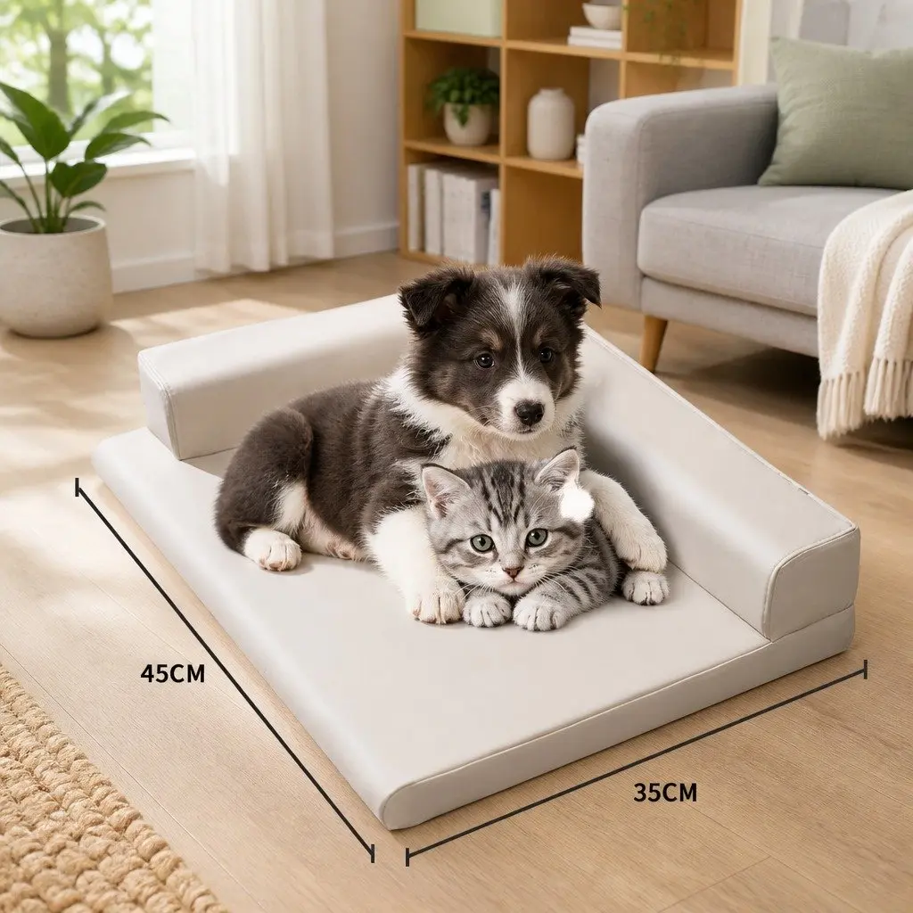 Dog Bed for Indoor Use L Shaped 45x35cm Washable Detachable Zipper Cushion