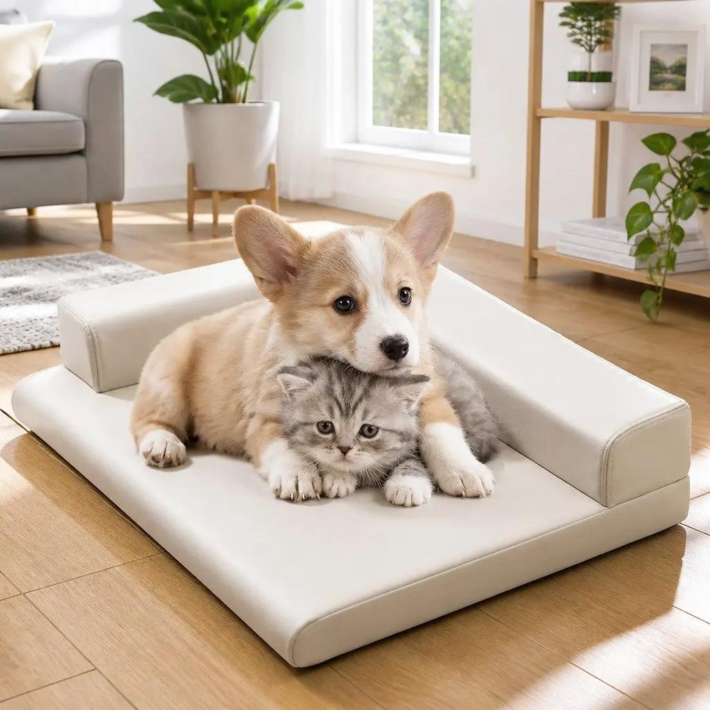 Dog Bed for Indoor Use L Shaped 45x35cm Washable Detachable Zipper Cushion