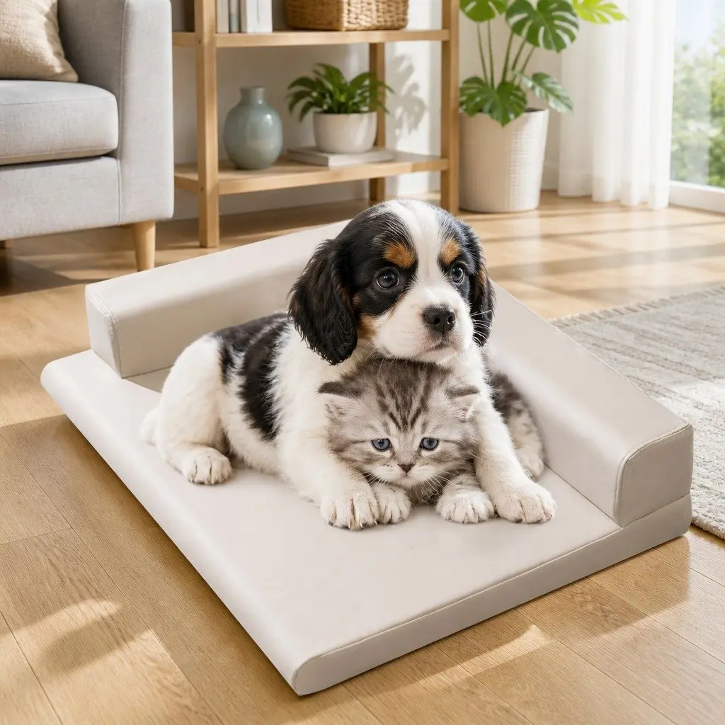 Dog Bed for Indoor Use L Shaped 45x35cm Washable Detachable Zipper Cushion