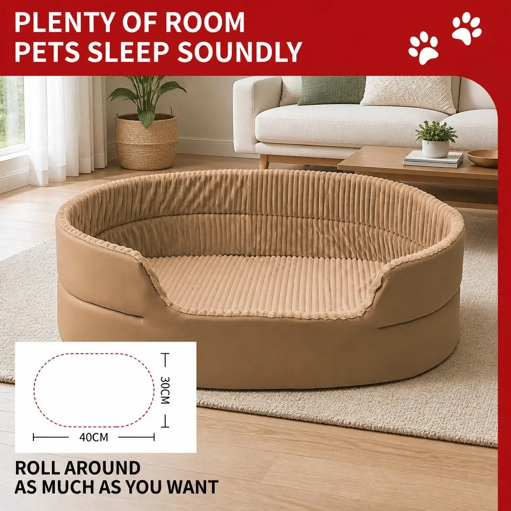Semi-Enclosed Pet Nest Large 3D Design Khaki Bed House Cave Shelter
