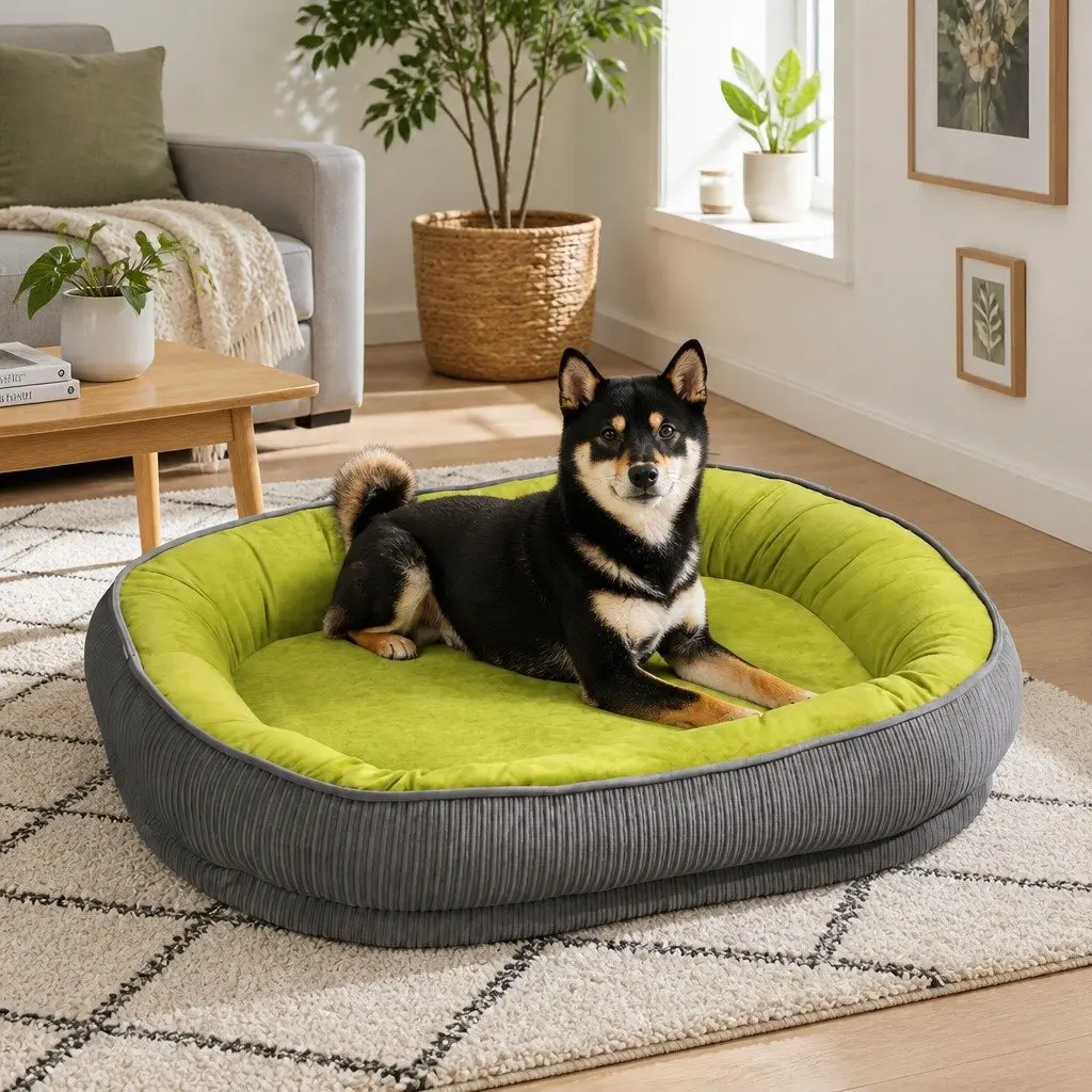 Oval Pet Bed Kennel Comfort Nest for Dogs Cats All-Round Restful Sleep Large