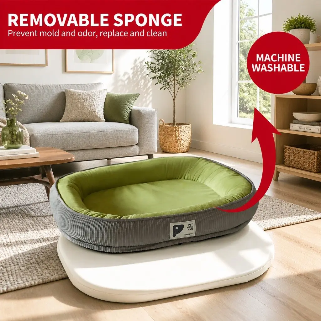 Oval Pet Bed Kennel Comfort Nest for Dogs Cats All-Round Restful Sleep Large