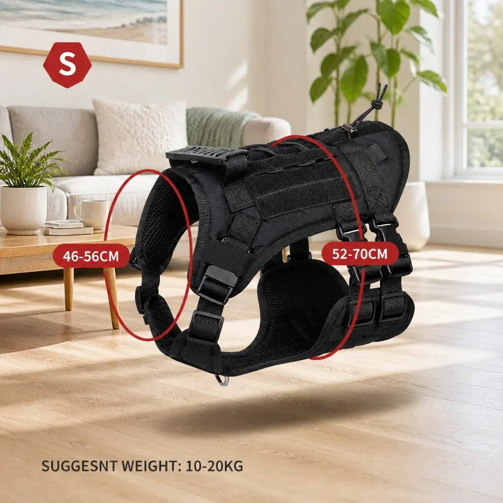 Dog Harness for Small Dogs with Poop Bag Dispenser Black Size S
