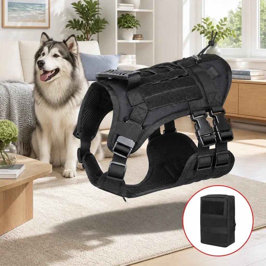 Dog Harness for Small Dogs with Poop Bag Dispenser Black Size S