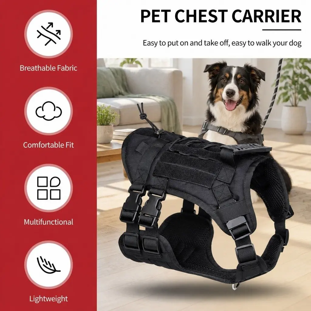 Dog Harness for Small Dogs with Poop Bag Dispenser Black Size S