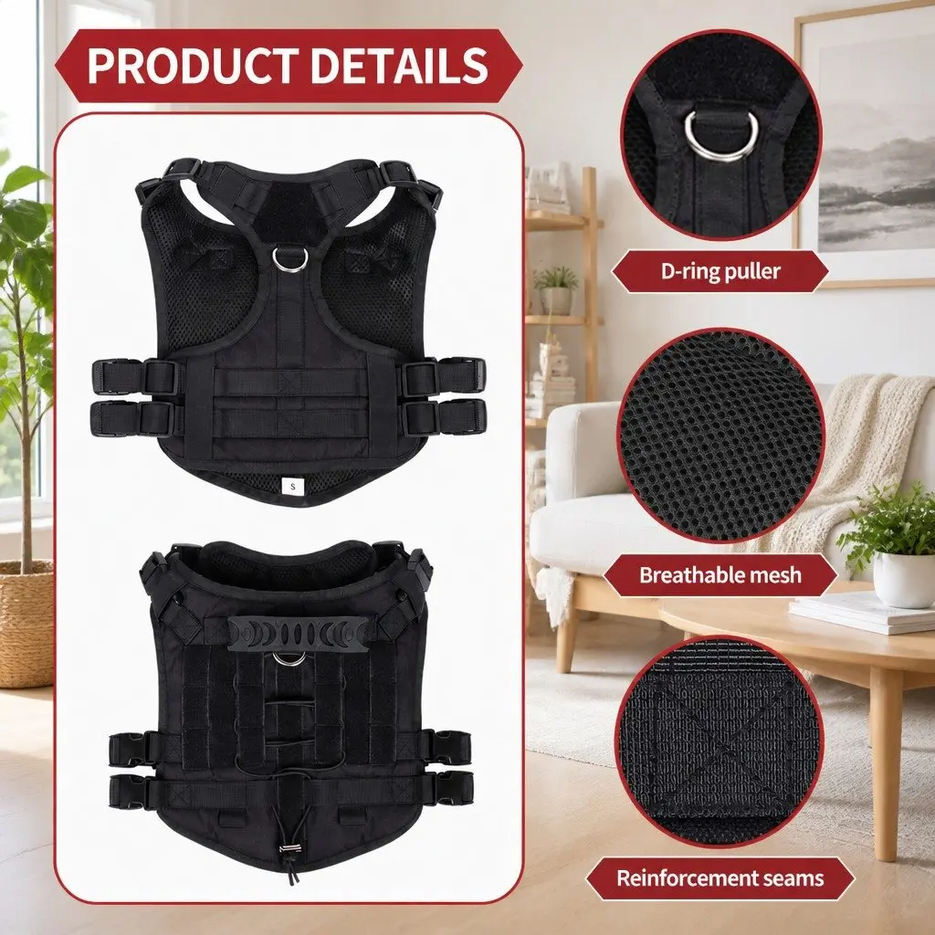 Dog Harness for Small Dogs with Poop Bag Dispenser Black Size S