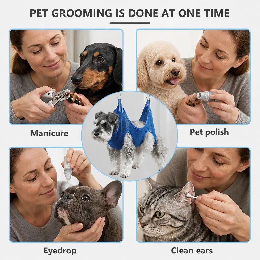 Pet Grooming Hammock For Medium-Sized Cats Dogs Nail Trimming Care Support Bag
