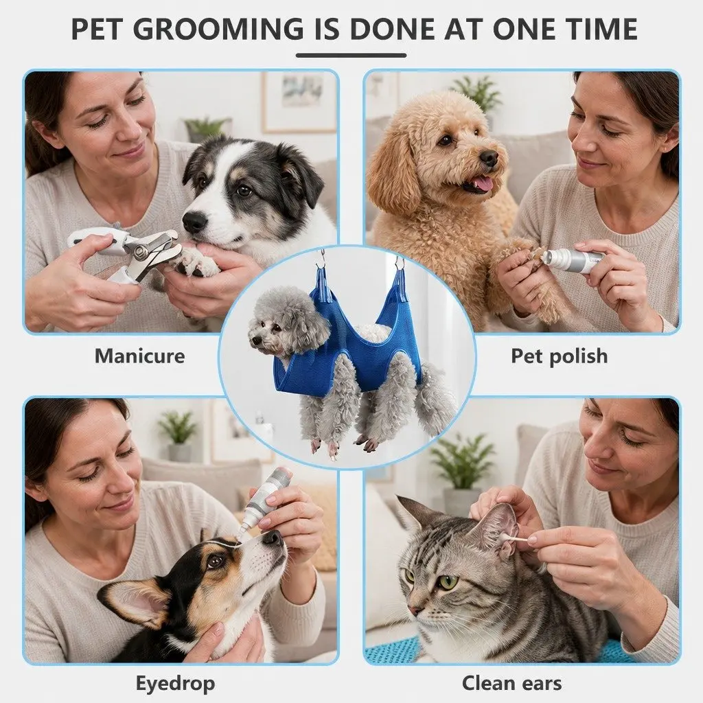 Pet Grooming Hammock for Small Medium Pets 60cmX47cm for Nail Trimming Bathing Health Care