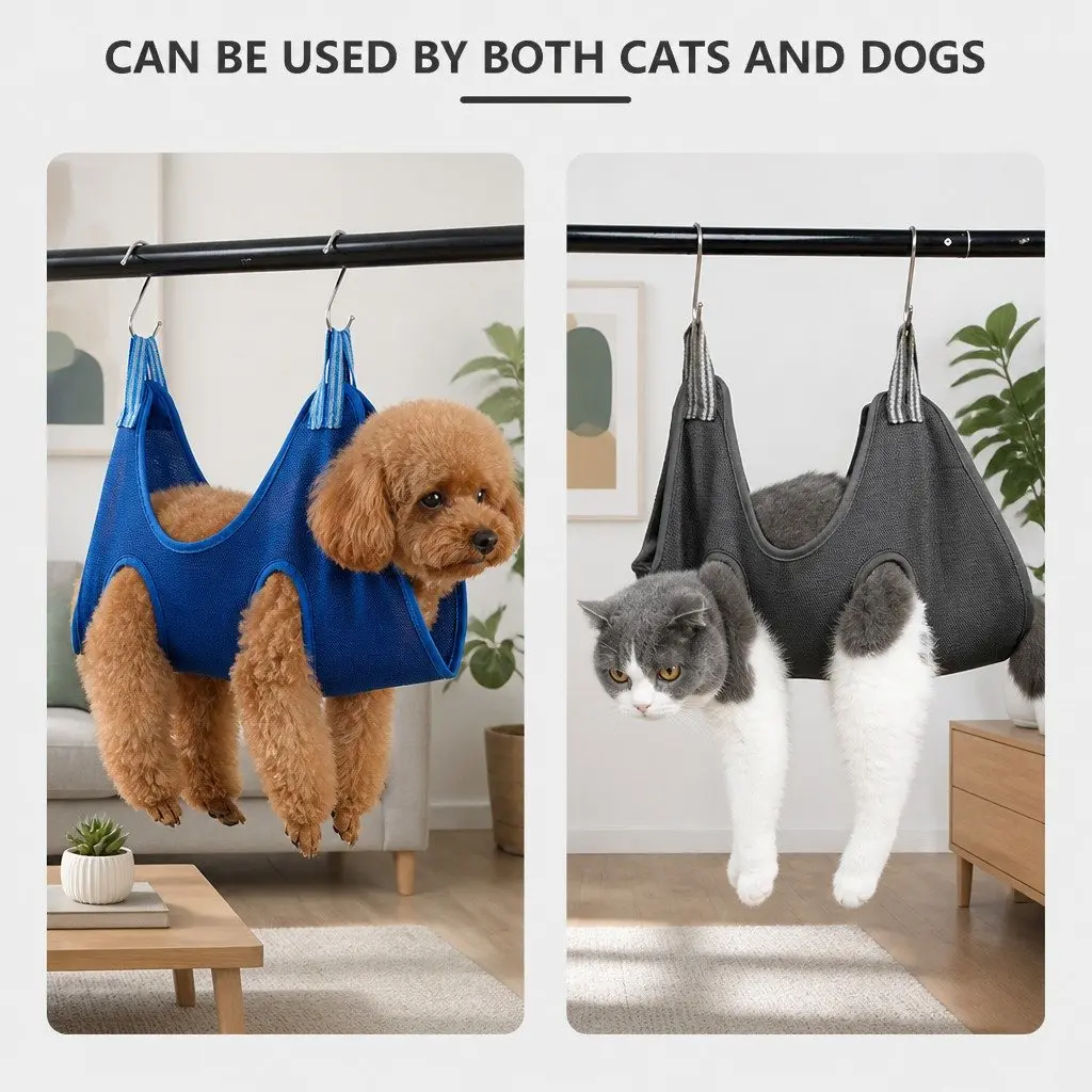 Pet Grooming Hammock for Small Medium Pets 60cmX47cm for Nail Trimming Bathing Health Care