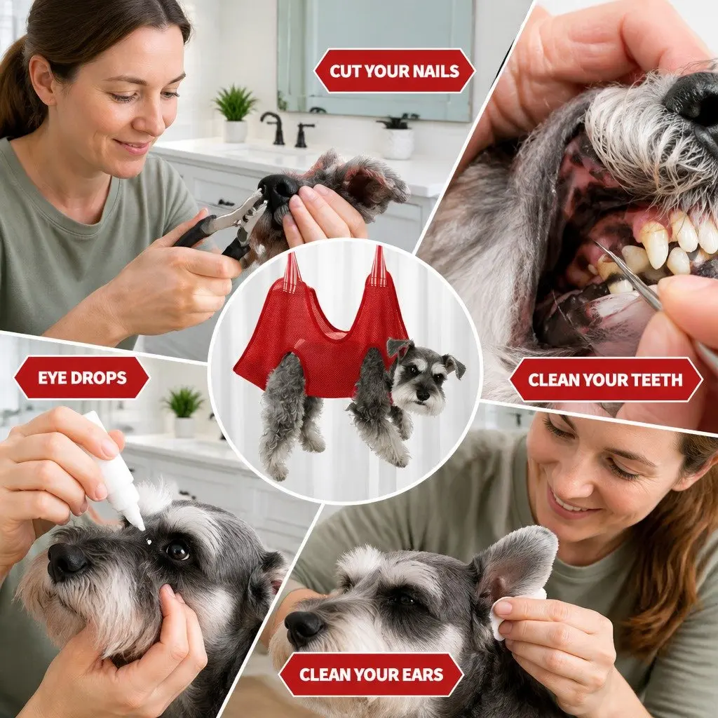 Pet Grooming Hammock for Dogs and Cats 60cm X 47cm Red