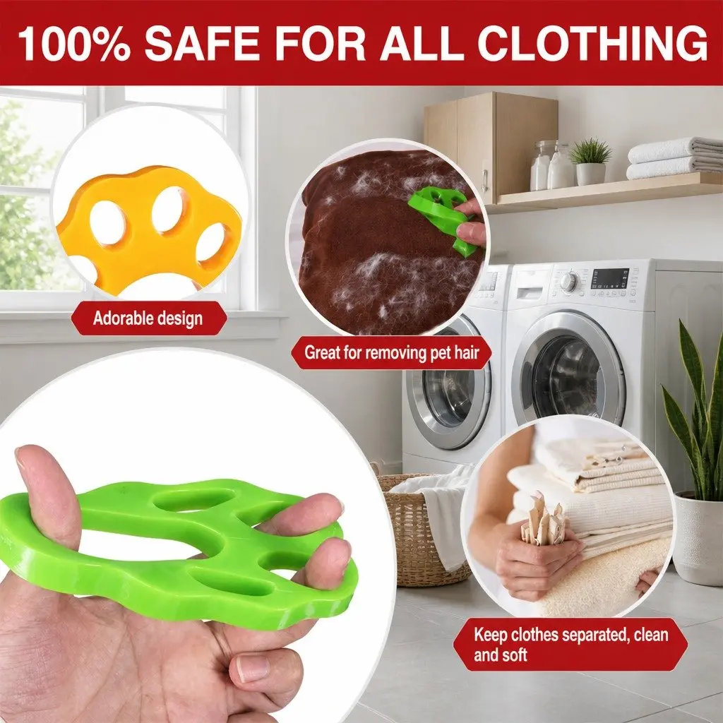 Pet Hair Remover Laundry Ball Silicone Lint Catcher Cleaning Tool Green