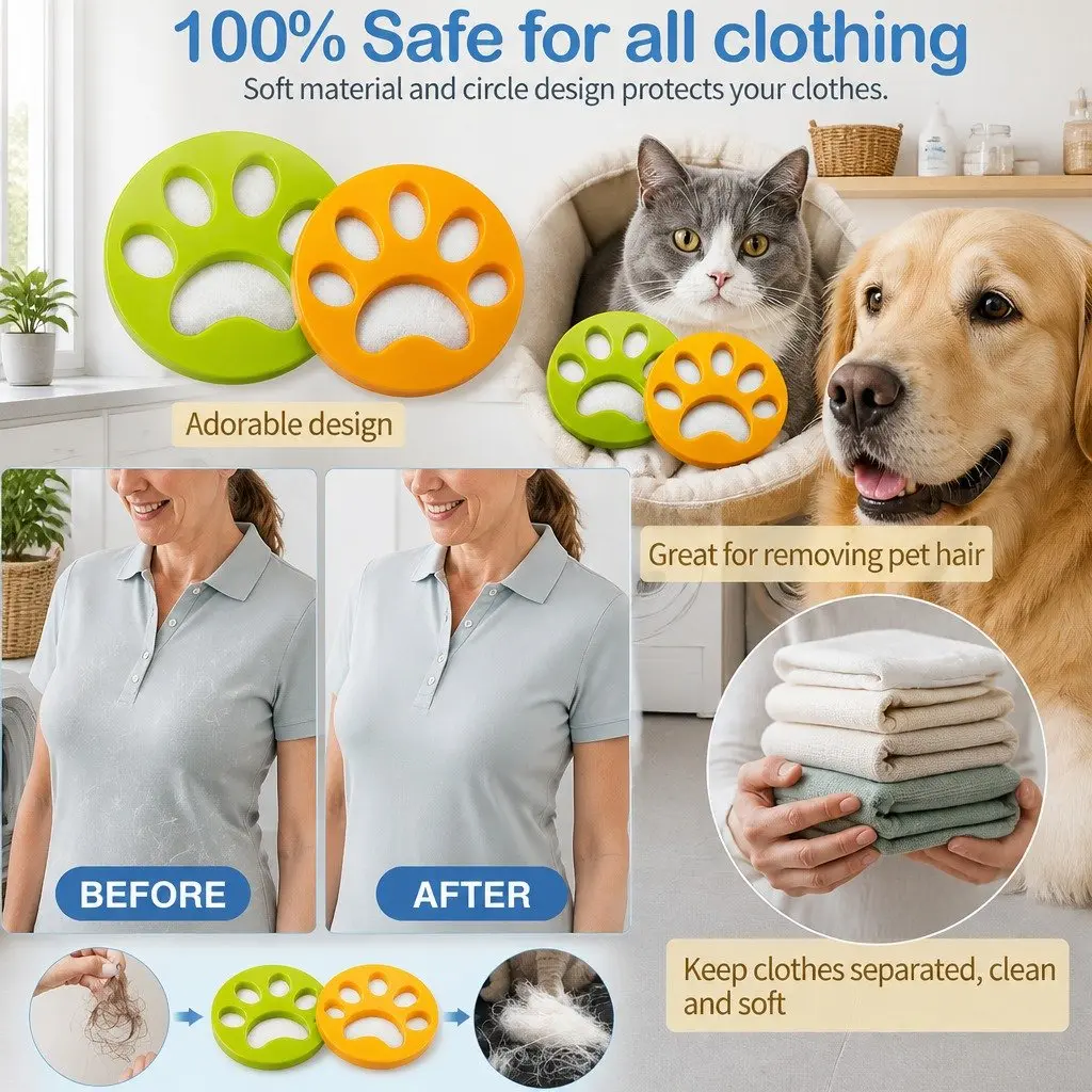 Pet Hair Remover Laundry Ball Silicone Lint Catcher Cleaning Tool Green