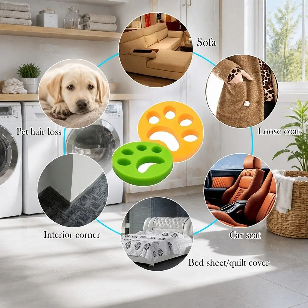 Pet Hair Remover Laundry Ball Silicone Lint Catcher Cleaning Tool Green