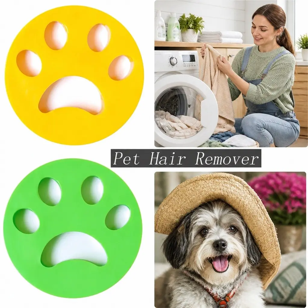 Laundry Pet Hair Remover Silicone Lint Catcher for Washing Machine Yellow
