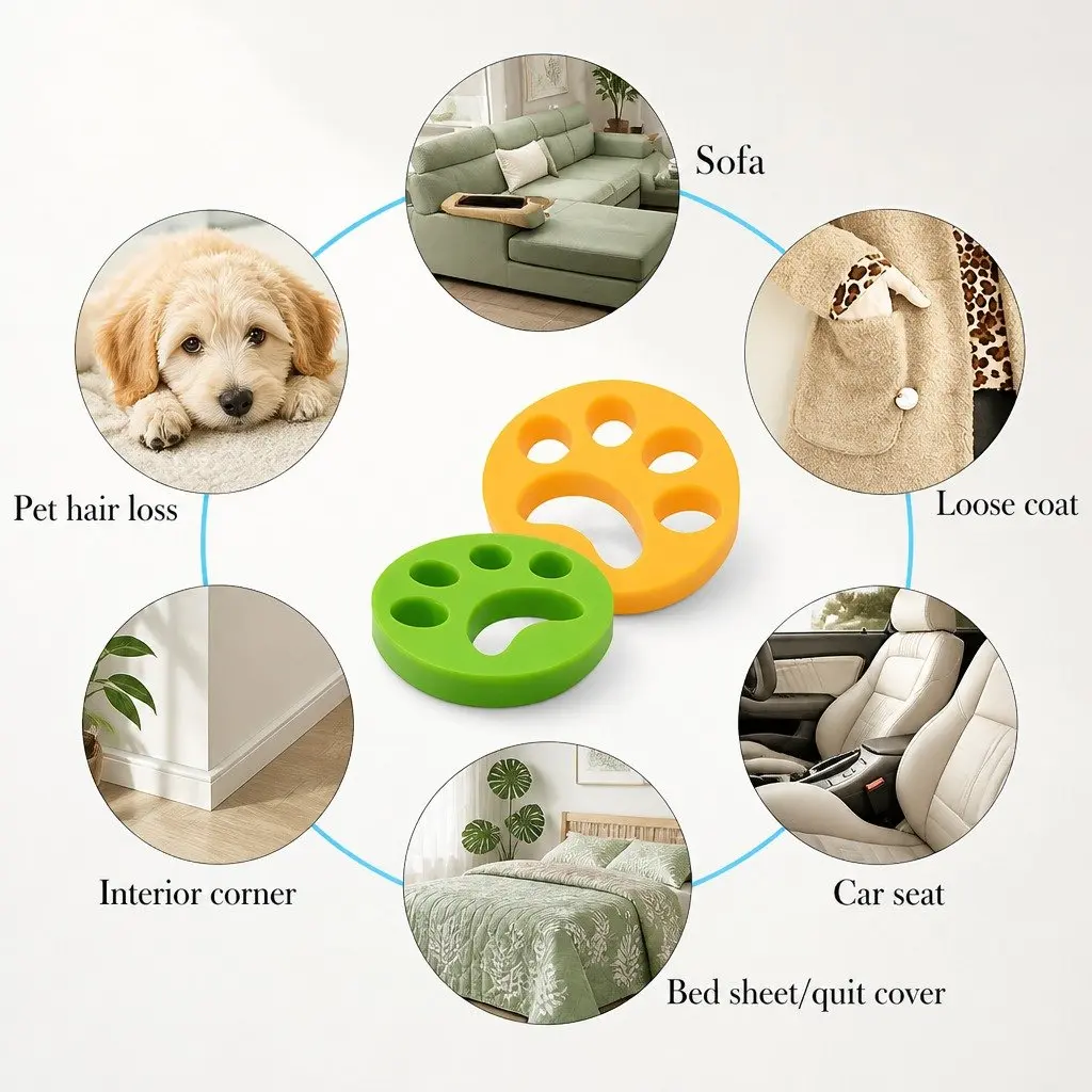 Laundry Pet Hair Remover Silicone Lint Catcher for Washing Machine Yellow