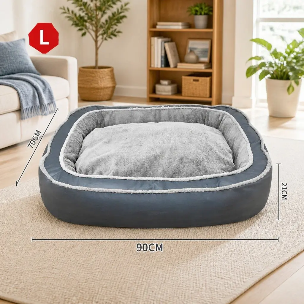 Pet Bed Oval for Dogs and Cats 90x70x21cm Blue