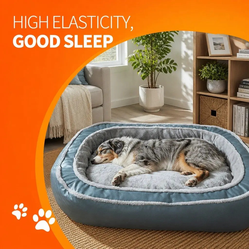 Pet Bed Oval for Dogs and Cats 90x70x21cm Blue