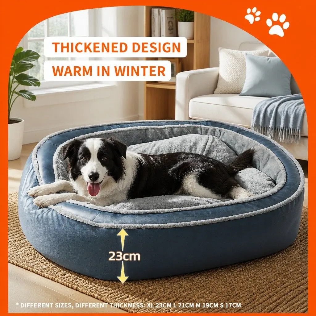 Pet Bed Oval for Dogs and Cats 90x70x21cm Blue