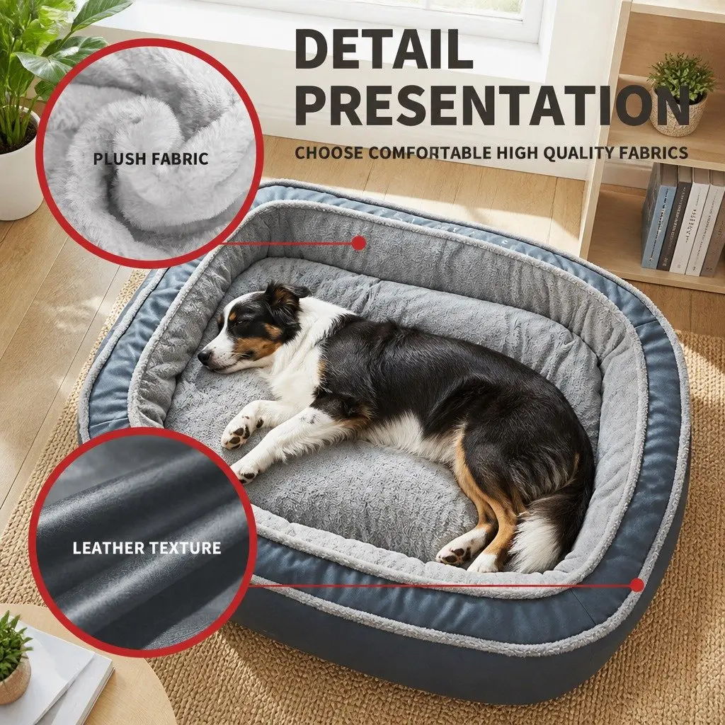 Pet Bed Oval for Dogs and Cats 90x70x21cm Blue
