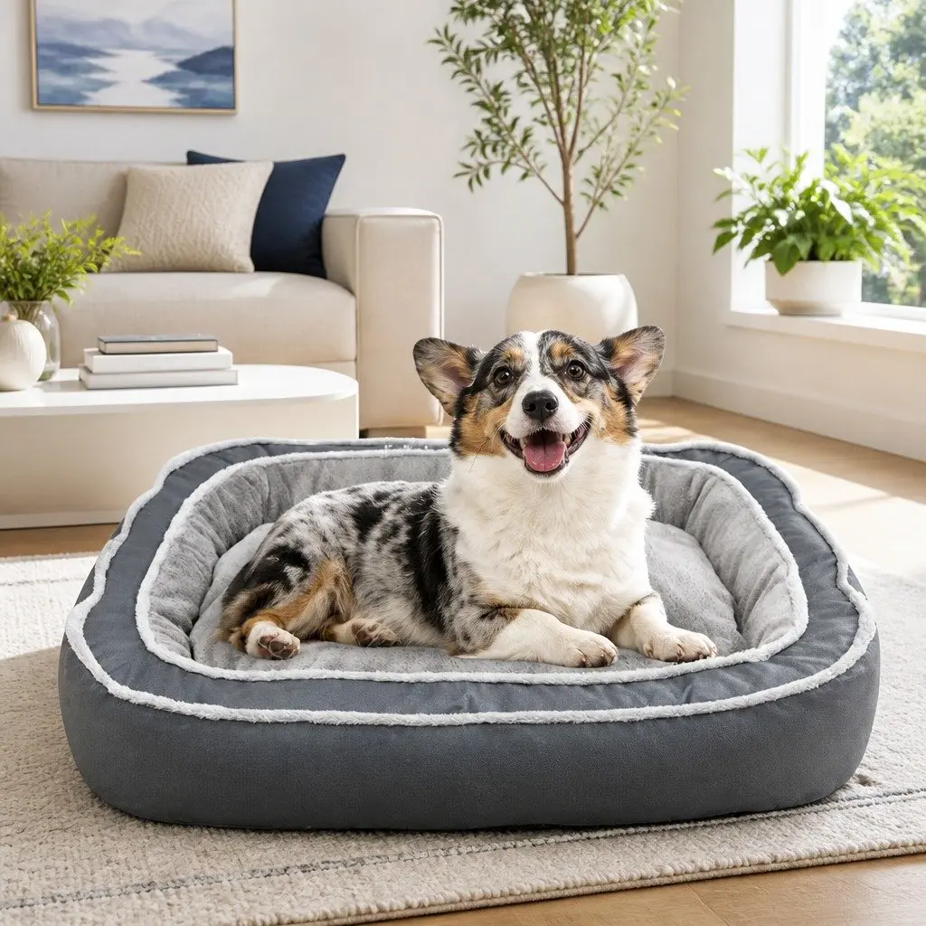 Oval Pet Bed for Dogs 75x60x19cm Blue