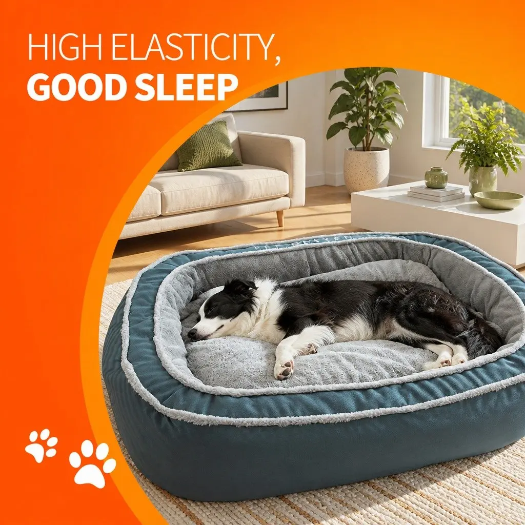 Oval Pet Bed for Dogs 75x60x19cm Blue