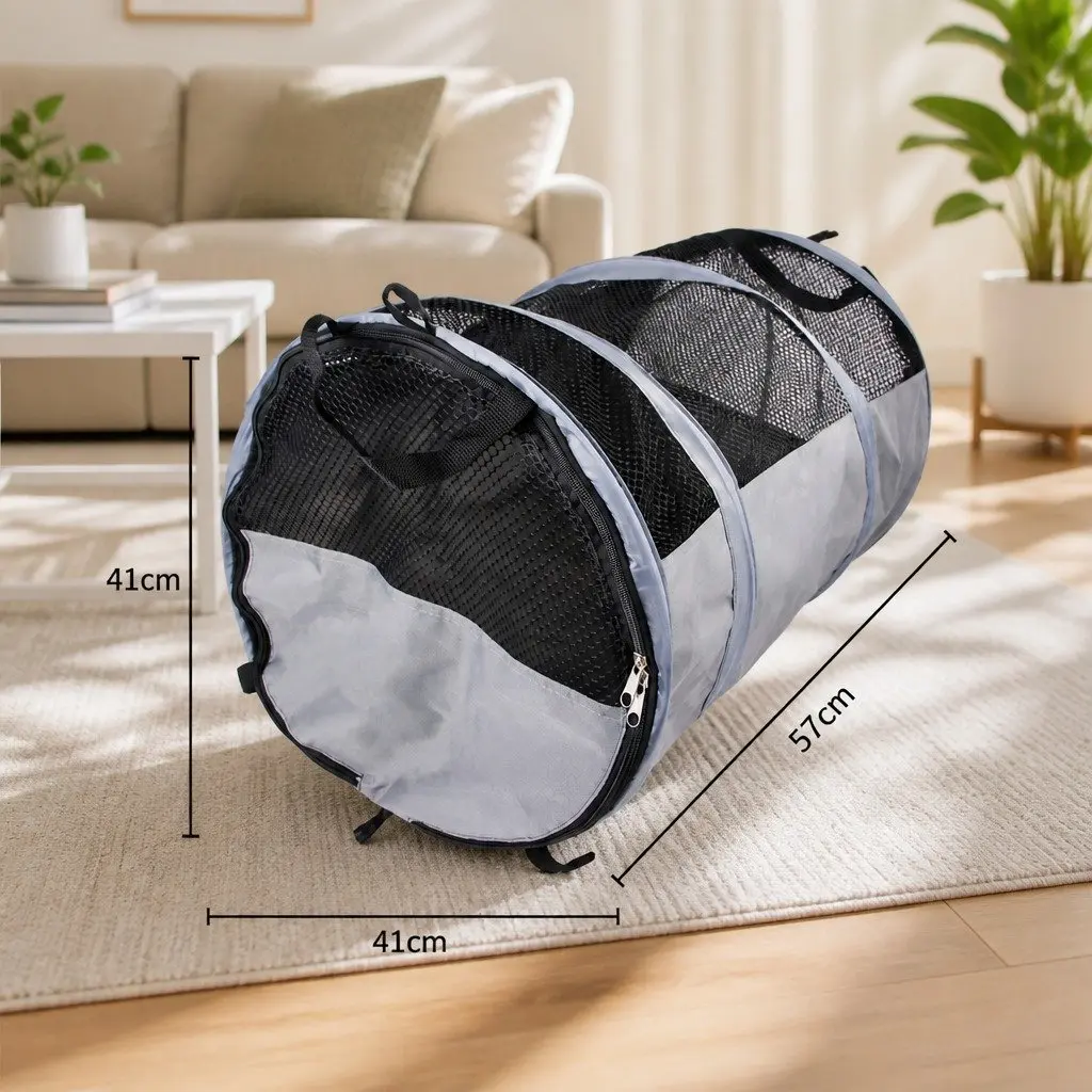 Pet Carrier Bag for Cats Dogs Portable Travel Use 57x41x41cm Gray