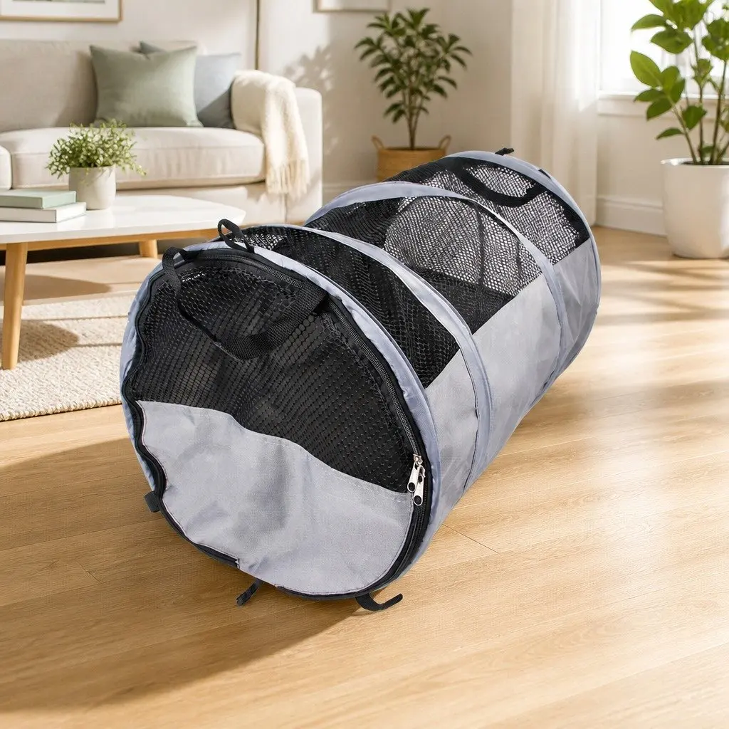 Pet Carrier Bag for Cats Dogs Portable Travel Use 57x41x41cm Gray