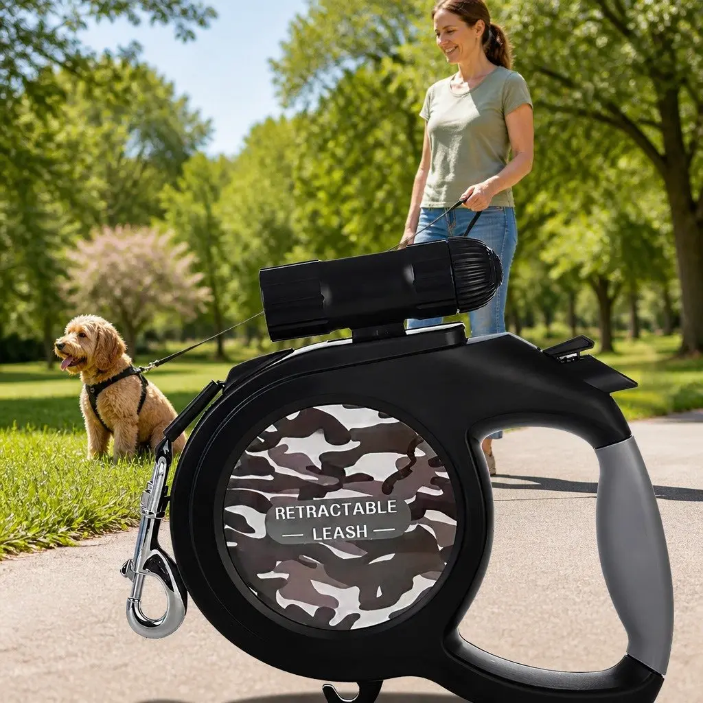 8m Auto-Retractable Leash with Flashlight