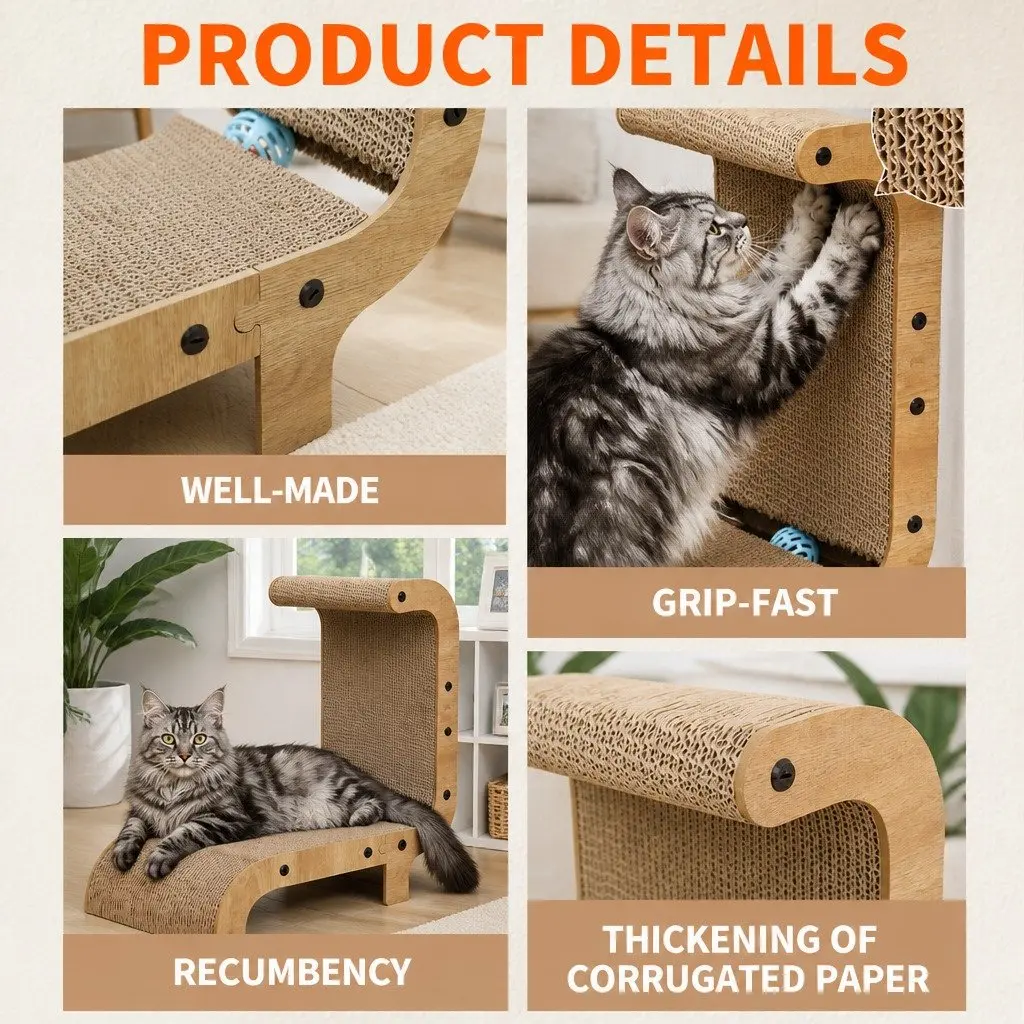 Cat Scratch Board Recliner Standing Kitten Scratcher Scratching Post Toy