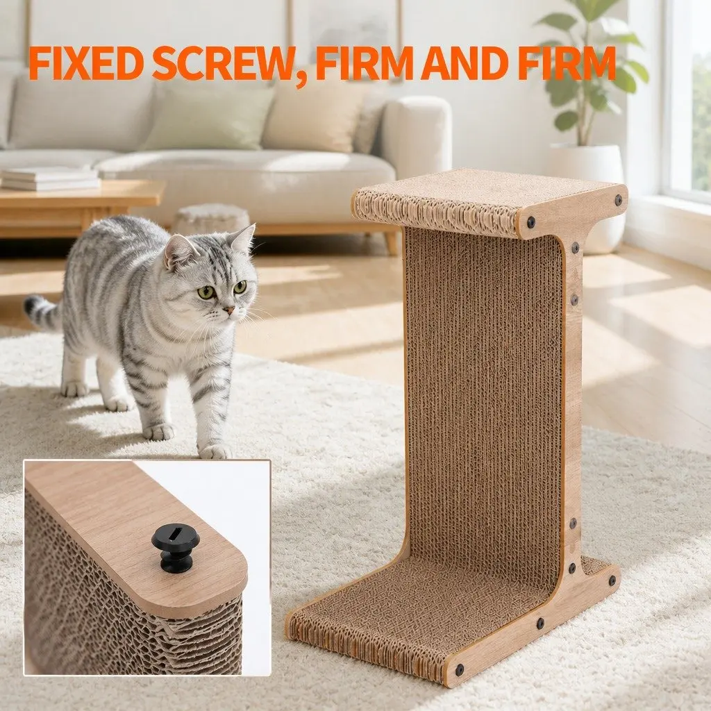 Cardboard Cat Scratch Board T-Jump Stand Kitten Scratcher Toy Lounge