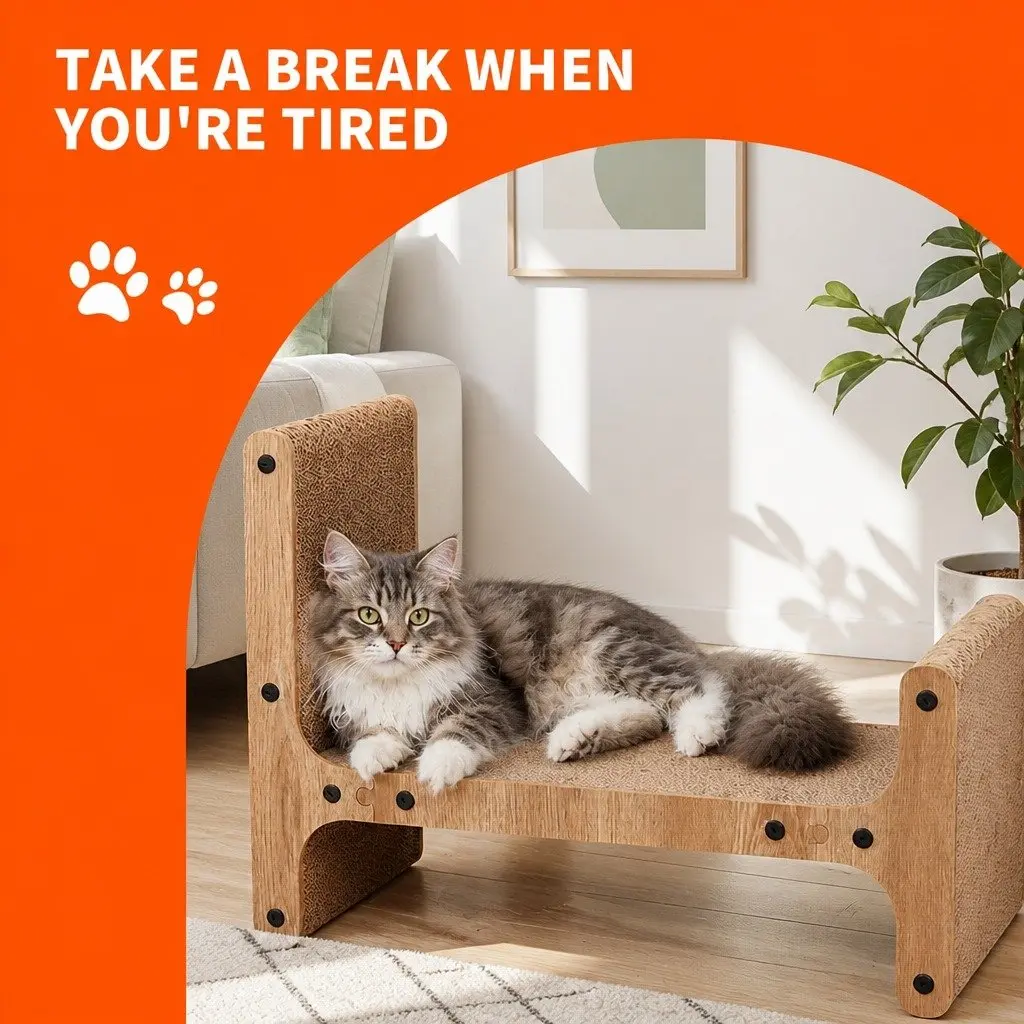 Cardboard Cat Scratch Board T-Jump Stand Kitten Scratcher Toy Lounge