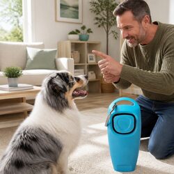 Dog Training Clicker Button Puppy Obedience Recall Whistle Keychain Tool