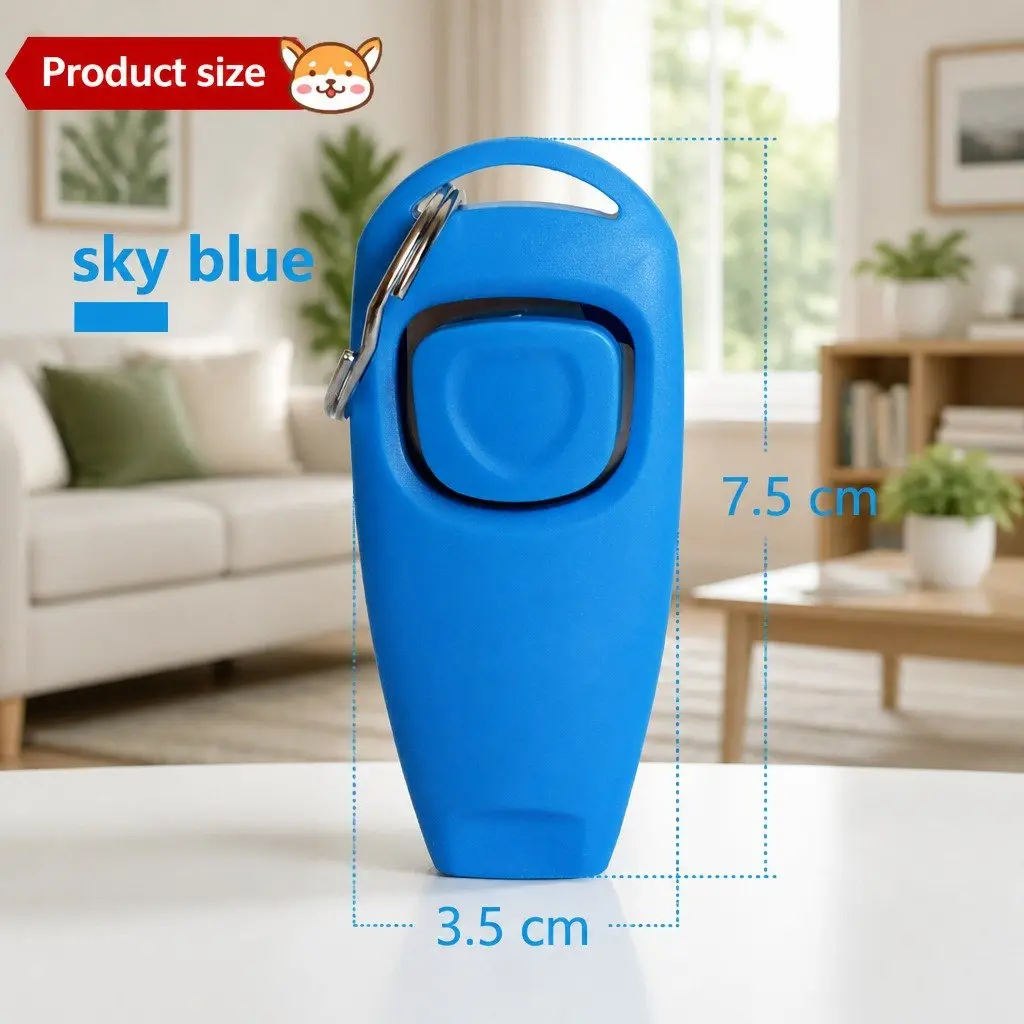 Dog Training Clicker Button Puppy Obedience Recall Whistle Keychain Tool