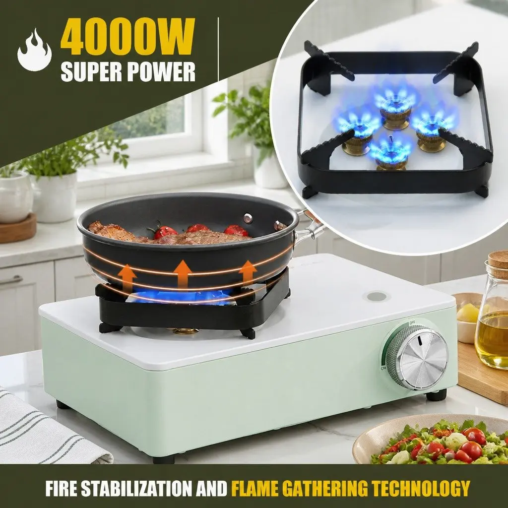Portable Cassette Camping Stove with Wind Shield