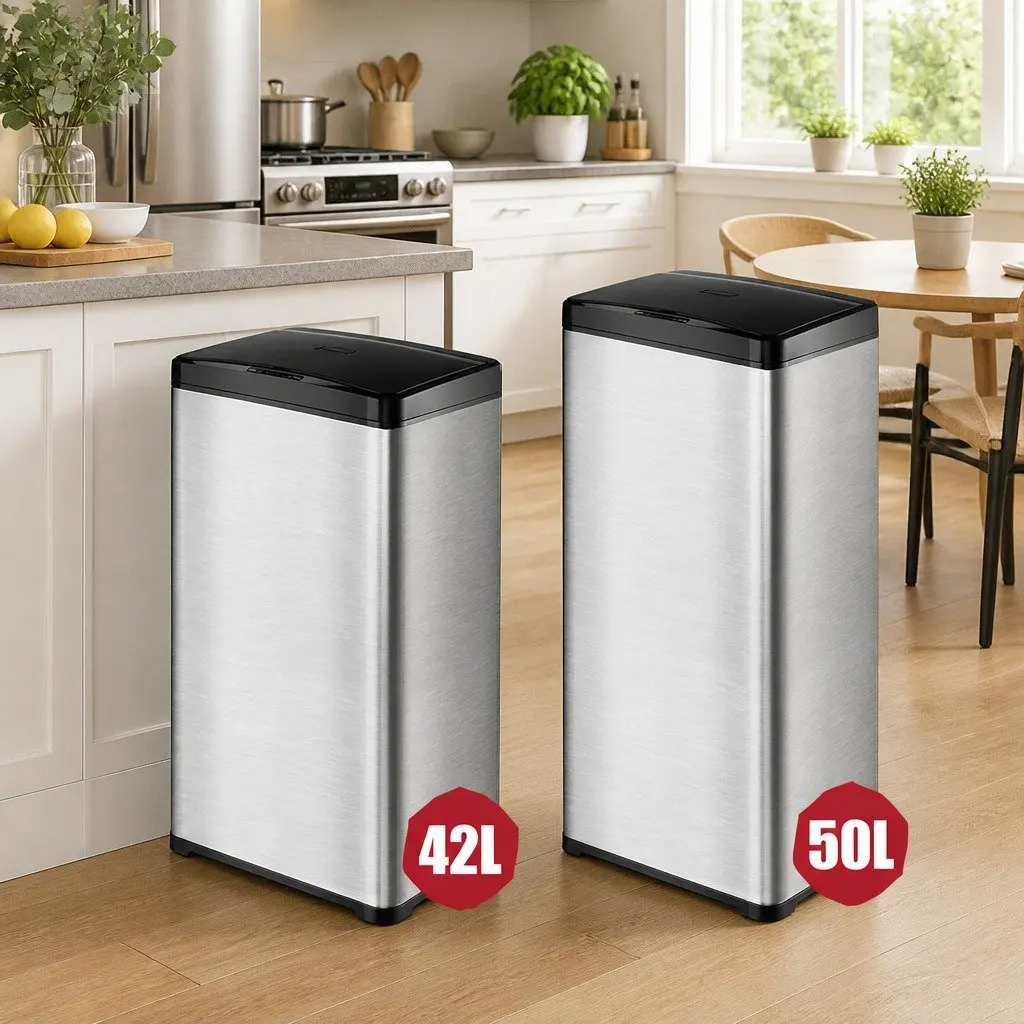 42L Sensor Trash Can Stainless Steel Kitchen Waste Bin Automatic Lid for Home Use