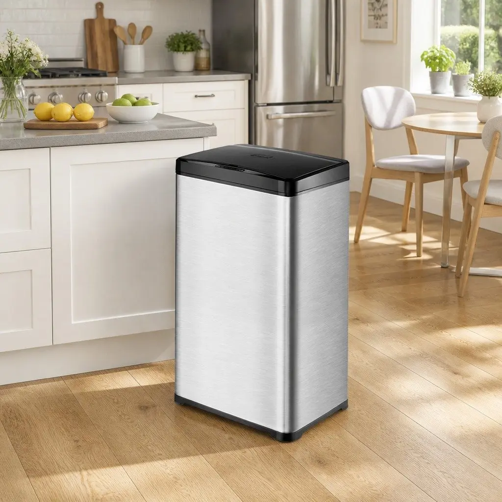 42L Sensor Trash Can Stainless Steel Kitchen Waste Bin Automatic Lid for Home Use