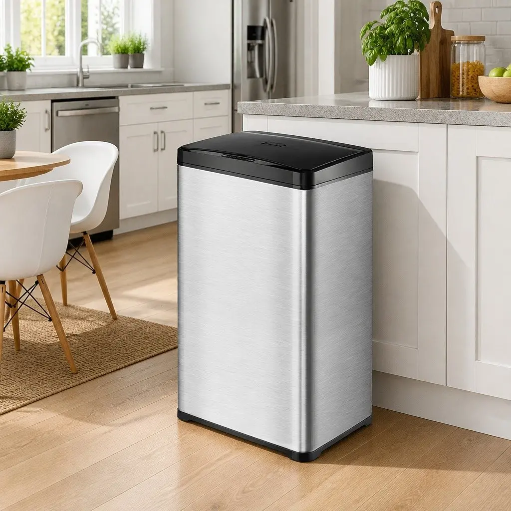42L Sensor Trash Can Stainless Steel Kitchen Waste Bin Automatic Lid for Home Use