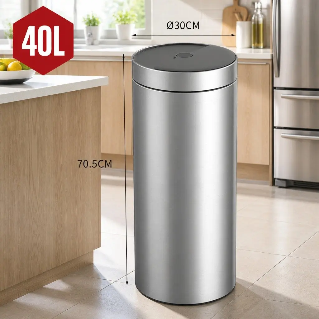 40L Automatic Sensing Kitchen Trash Can Touchless Stainless Steel Waste Bin